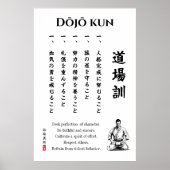 Dojo Kun – Die fünf Prinzipien des Karate Poster (Vorne)