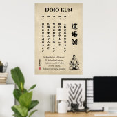 Dojo Kun – Die fünf Prinzipien des Karate Poster (Heimbüro)