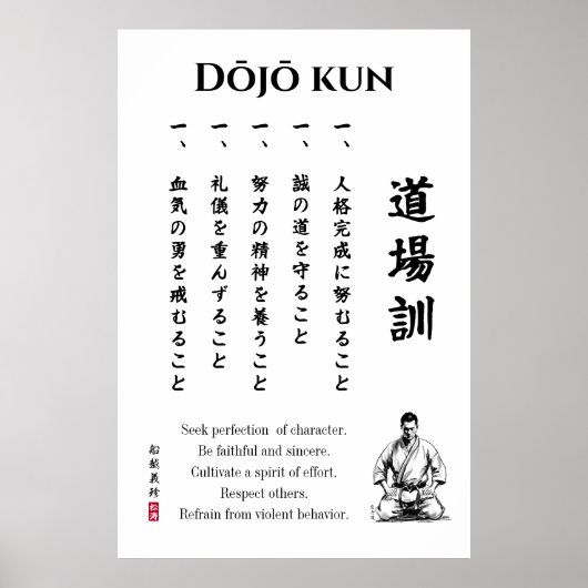 Dojo Kun – The Five Precepts of Karate Poster (Vorne)