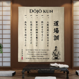 Dojo Kun – The Five Precepts of Karate Wandteppich