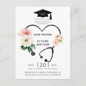 Doktor Abschluss Floral Laurel Einladung (Vorderseite)