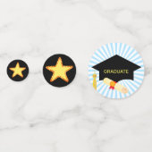 Doktor Abschluss ist schwarz. Blau und Weiß Konfetti (Rückseiten)