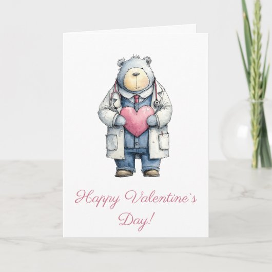 Doktor-Bär-Valentinstag-Herz-Kunst Karte (Vorderseite)
