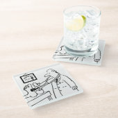 Doktor benutzt sein Stethoskop auf Füßen. Funny Glasuntersetzer (Schrägansicht)