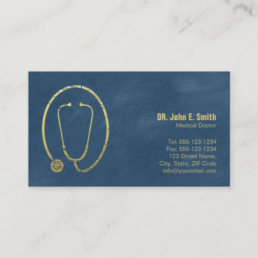 Doktor, Blue Leinwand Golden Stethoscope Ernennung Terminkarte (Vorderseite)