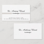 Doktor Cardiologin Elegant Simple Visitenkarte (Vorne/Hinten)