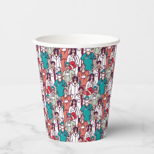 Doktor & Chirurg-Muster Pappbecher (Vorderseite)