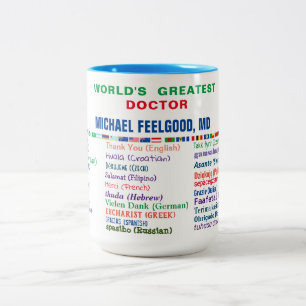 Doktor danke Ihnen in 30 Sprachen Zweifarbige Tasse