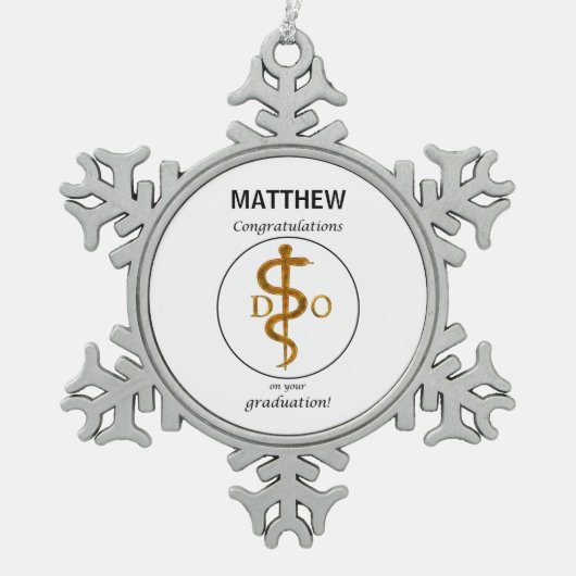 Doktor der Osteopathie Abschluss Herzlichen Glückw Schneeflocken Zinn-Ornament (Vorderseite)