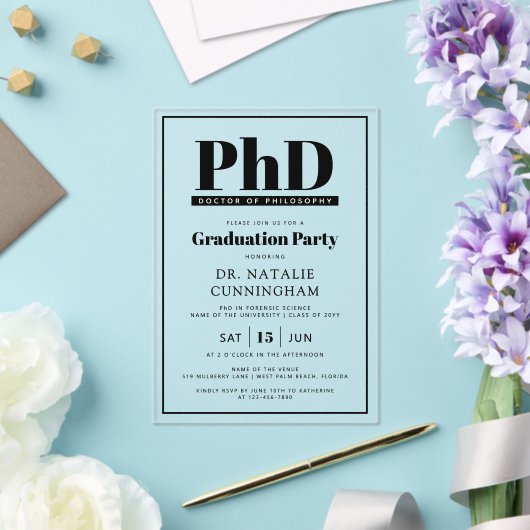 Doktor der Philosophie Doktortitel Doktorand Absch Acryleinladungen (In Situ (Hochzeit))