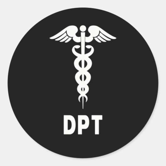 Doktor der Physikalischen Therapie Dpt Caduceus Sy Runder Aufkleber (Vorderseite)