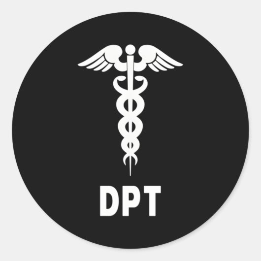 Doktor der Physikalischen Therapie Dpt Caduceus Sy Runder Aufkleber (Vorderseite)