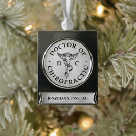 Doktor des Chiropraktischen Emblems Banner-Ornament Silber