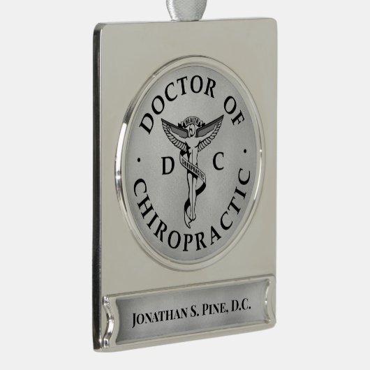 Doktor des Chiropraktischen Emblems Banner-Ornament Silber (Rechts)