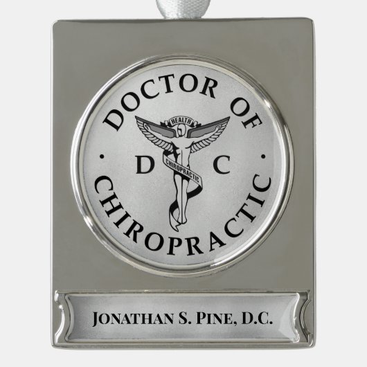 Doktor des Chiropraktischen Emblems Banner-Ornament Silber (Vorderseite)