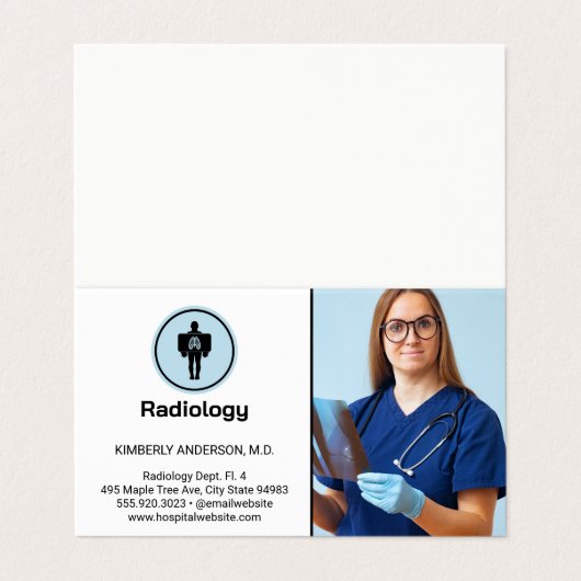 Doktor, die Röntgenuntersuchung Visitenkarten (Außenseite Aufgefaltet)