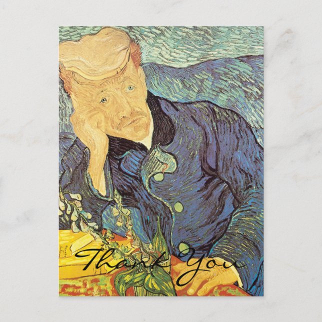 Doktor Gachet Portrait von Van Gogh, vielen Dank Postkarte (Vorderseite)