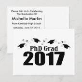 Doktor Grad 2017 Postcard Party Einladung (Black C (Vorne/Hinten)