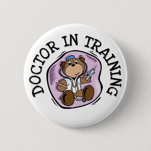 Doktor in den Trainings-T - Shirts und den Button (Vorderseite)