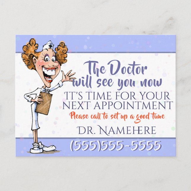 Doktor Medical Appointment Reminder Customizable Postkarte (Vorderseite)