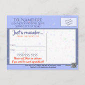 Doktor Medical Appointment Reminder Customizable Postkarte (Rückseite)
