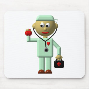 Doktor mit Apple und medizinischer Tasche Mousepad