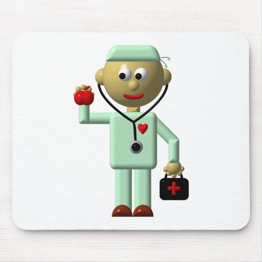 Doktor mit Apple und medizinischer Tasche Mousepad (Vorne)