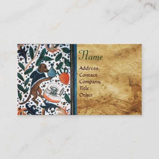 DOKTOR MIT KITTEN-Pergament-Monogramm Visitenkarte (Vorderseite)