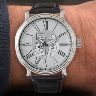 Doktor mit Stethoskop bei der Überprüfung der Füße Armbanduhr