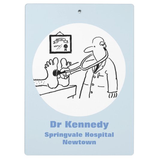 Doktor mit Stethoskop Prüffutter Klemmbrett (Rückseite)