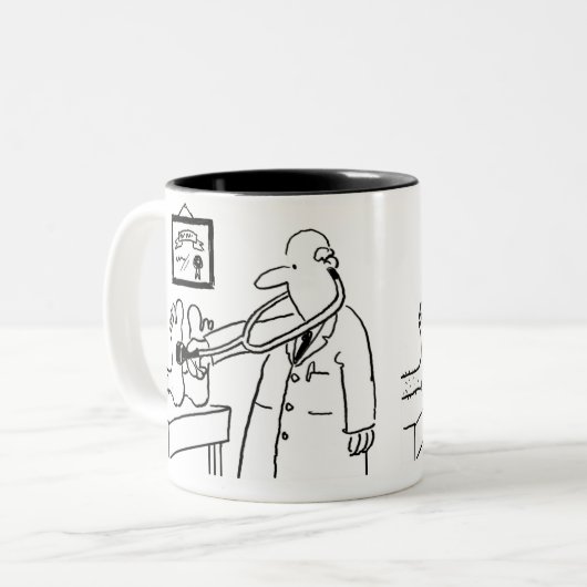 Doktor mit Stethoskop Prüffutter Zweifarbige Tasse (Vorderseite Links)