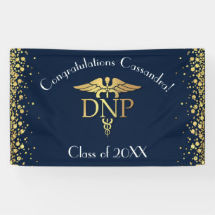 Doktor Nursing Practice Abschluss Navy Blau Gold Banner