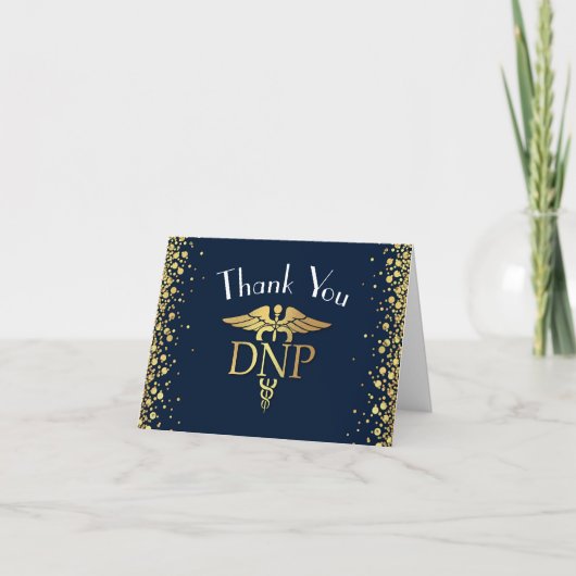 Doktor Nursing Practice Abschluss Navy Blau Gold Dankeskarte (Vorderseite)