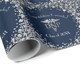Doktor Nursing Practice Abschluss NavyBlue Silber Geschenkpapier