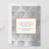 Doktor Nursing Practice Abschluss Orange Silber Einladung (Rückseite)