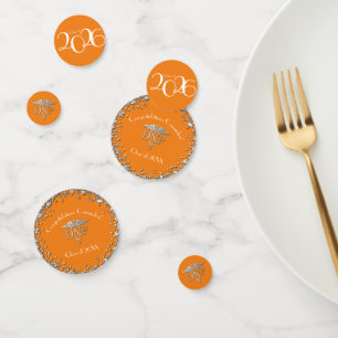 Doktor Nursing Practice Abschluss Orange Silber Konfetti