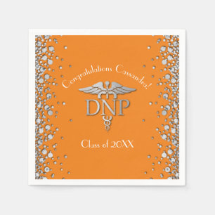 Doktor Nursing Practice Abschluss Orange Silber Serviette