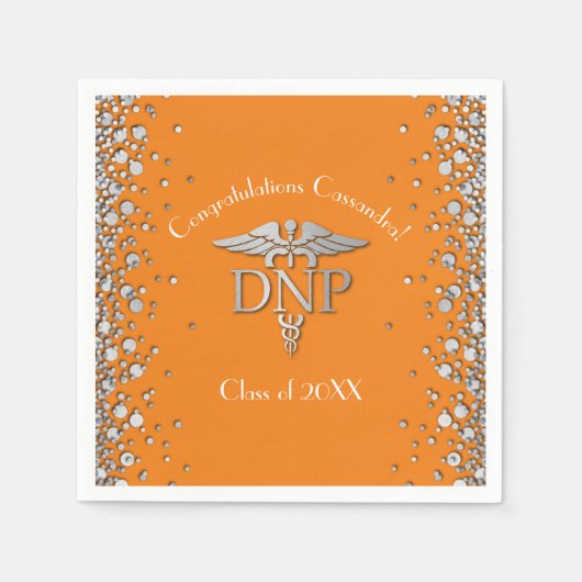 Doktor Nursing Practice Abschluss Orange Silber Serviette (Vorderseite)