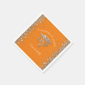 Doktor Nursing Practice Abschluss Orange Silber Serviette (Ecke)