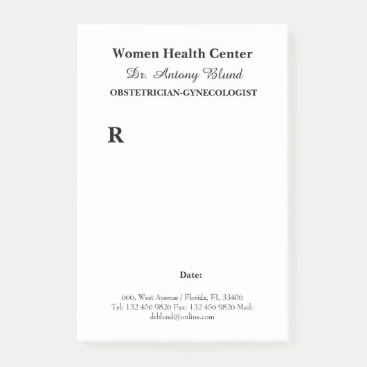 Doktor Obstetriker Gynäkologen Verschreibung Post-it Klebezettel (Vorderseite)
