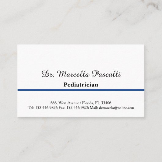 Doktor Pädiatriker Elegant Minimalistisch Visitenkarte (Vorderseite)