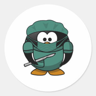 Doktor Penguin Runder Aufkleber