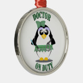 Doktor Pinguin im Dienst(weiblich) Silbernes Ornament (Rechts)