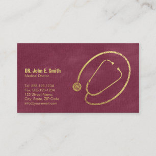 Doktor, Rote Leinwand Goldener Stethoskop Ernennun Terminkarte