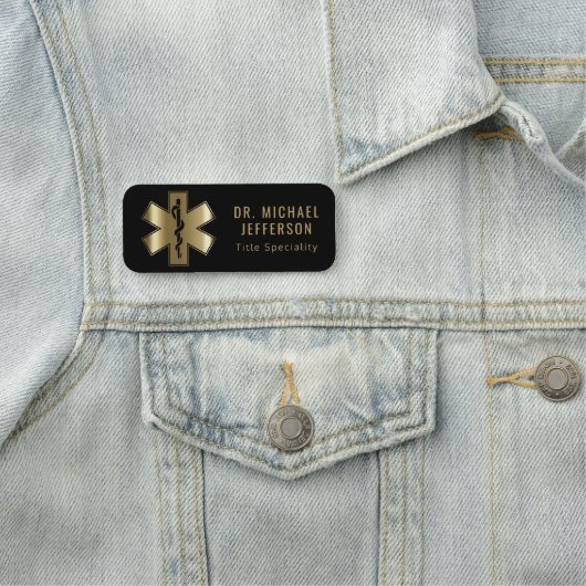 Doktor - Schwarz und Gold Namensschild (Beispiel)