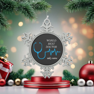 Doktor Stethoscope Practitioner Hospital Medicine Schneeflocken Zinn-Ornament