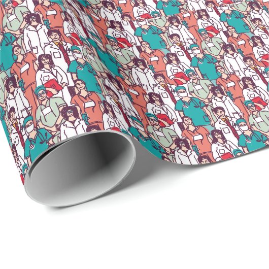 Doktor-u. Chirurg-Muster Geschenkpapier (Rolleneckpunkt)