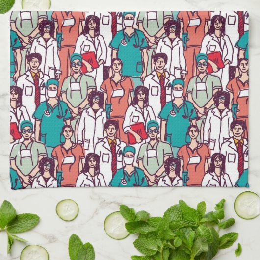 Doktor-u. Chirurg-Muster Geschirrtuch (Gefaltet)