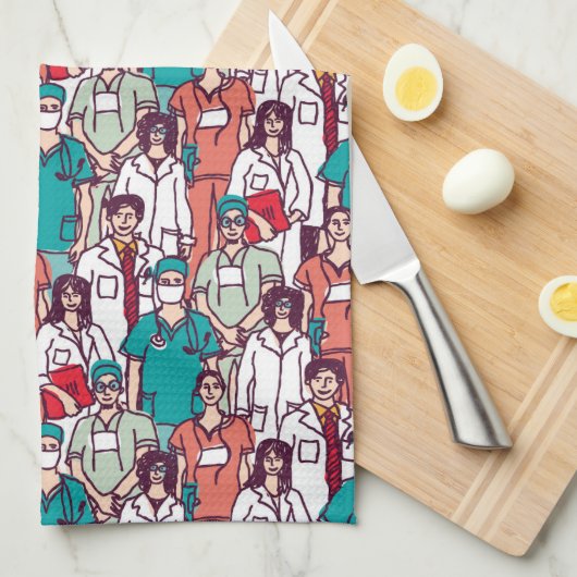 Doktor-u. Chirurg-Muster Geschirrtuch (Viertel Falte)