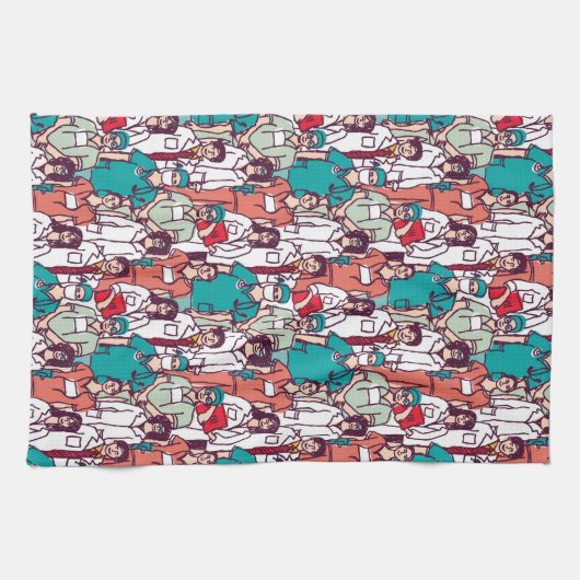 Doktor-u. Chirurg-Muster Geschirrtuch (Horizontal)